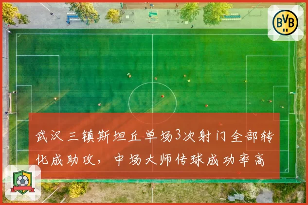 武汉三镇斯坦丘单场3次射门全部转化成助攻，中场大师传球成功率高达91%